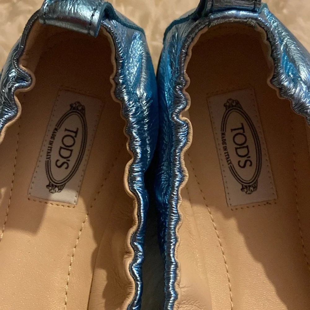 tod’s blue metallic ballet flats - Picture 7 of 9
